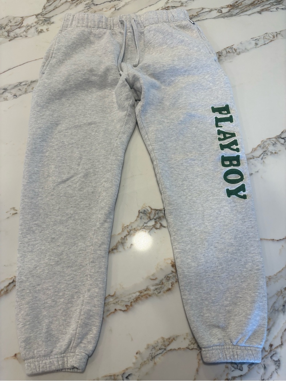 PLAYBOY Gray Sweatpants with Green Logo